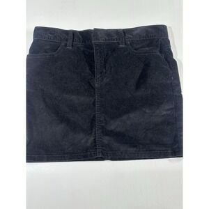 Black Corduroy Mini Skirt Womens Casual A-Line Vintage Style Size 8 Cotton Blend
